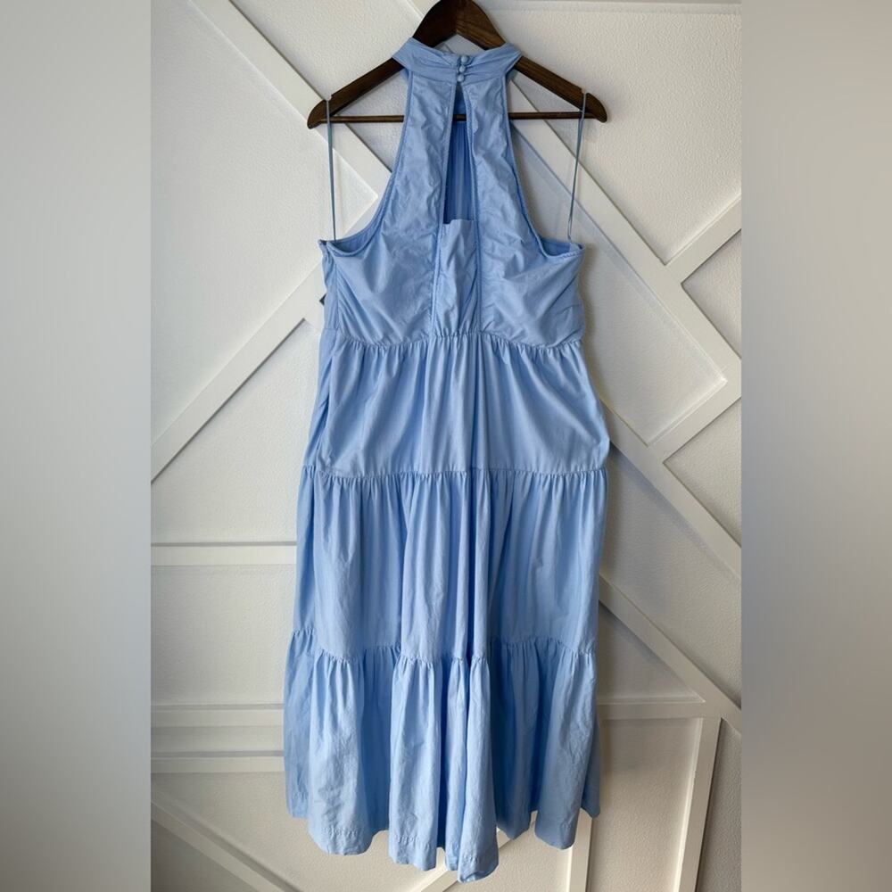 Maeve By Anthropologie Tiered Halter Midi Dress Light Blue Size 14 - Picture 5 of 11